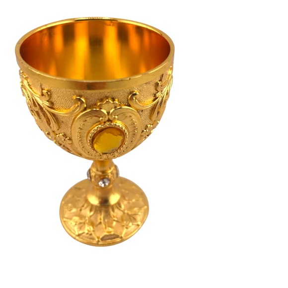 Vintage Metal Shot Glass Small Golden Goblet Gift Idea Home Decor - Picture 1 of 6